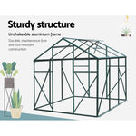 Green Fingers Greenhouse 1.9x1.9x1.83M Aluminium Polycarbonate Green House Garden Shed GH-ALU-190X190-GN-AB