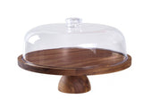 Cake Stand with Lid Multi-Functional Double Side Design 12in Round Cake Holder Wood 2-in-1 Dessert V1294-YM0901-H49317WO