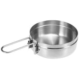 1L Stainless Steel Cooking Kettle Portable Outdoor Camping Backpacking Pot with Foldable Handle V1366-AZ2-W-18580