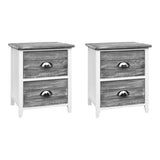 Artiss Bedside Table 2 Drawers Vintage X2 - THYME Grey ST-CAB-2D-VIN-GYX2