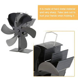 6 Blades Fireplace Stove Fan Heat Cocoon Self-Powered Wood Top Burner Eco Heater V201-W12898857