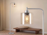 Artiss Floor Lamp Modern Industrial Standing Light with Clear Glass Shade, Silver Metal Tall Lamp FL-SF-JF5470-SL