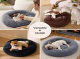 Calming Donut Cat Bed - Fluffy Plush Round Pet Bed, Suitable for Indoor Cats and Small Dogs, V1102-HYSC006