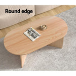 Artiss Coffee Table Oval 110CM Pine Alva FUR-U-COF-01-WD