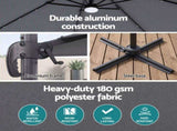 Instahut Outdoor Umbrella 3m Solar LED Offset Cantilever Patio Parasol Charcoal UMB-ROMA-LED-8RIB-CO