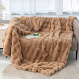 Coffee 130*160cm Plush Toscana Rabbit Hair Throw Blanket - Soft Flannel Fleece for All Seasons, V888-ELOSUNG18058