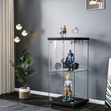 Stacked Display Cabinet Collection Storage Tempered Glass 2 Tier With Lock Black DBOX1002-2-BK