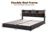 Artiss Double Bed Frame with Gas Lift Storage LED Lights Charging Station Headboard with Open Shelf BFRAME-I-POLA-D-BK-ABC