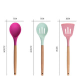 12pcs Cooking Utensils Set Silicone Colorful Wood Handle Cooking Kitchen Utensil Set Colorful V1294-YM0717-3118220192511