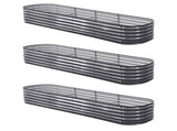 Green Fingers 3 Pcs Raised Garden Bed Kit Oval Galvanized Steel Planter Boxes 320x80x42cm, Heavy GARDEN-OVAL-3208042X3