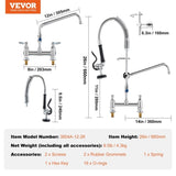 Commercial Faucet with Pre-Rinse Sprayer, 26" Height, 8" Center, 12" Swing Spout, Deck Mount Kitchen V952-JBSYCXSLTJBSN8H9GV0
