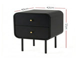 Artiss Bedside Table 2 Drawers Side End Table Nightstand Black FUR-Z-BS-04-BK