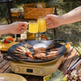 BUYDEEM Grill Pan Nonstick 36cm Round BBQ Griddle Indoor or Outdoor Cooking V943-CP101-36CM-BLACK