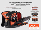 Tool Backpack, 65 Pockets, Heavy-duty Tools Storage Organizer Work Bags with Laptop Compartment & V952-GJBB1416INCH5R4Z0001V0