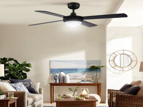Devanti 52'' Ceiling Fan DC Motor w/Light w/Remote - Black CF-RC-52-BK