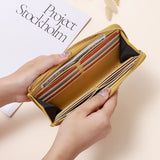 Genuine Leather Wallet RFID Blocking Wallet Long Zipper Clutch Women'S Phone - Blue - Size m V1347-939-47482-BLU-M