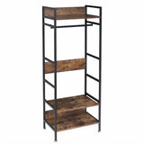 Rustic Wooden Clothes Garment Rail Open Hanging Display Shelf Shoe Rack Entryway V767-JJ-ZY728