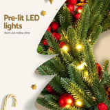Jingle Jollys Christmas Wreath 60CM LED Garland Berries Pine Cones Party Decor XM-TR-WRE-RD-2FT-LED