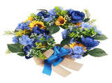 Blue and Yellow Wreaths Flower Garland Front Door V1294-YM0523-220328ZH04