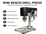 Mini Bench Drill 95W, Max 5000RPM, Adjustable 6mm Chuck, 100mm Spindle Travel, Stable Metal Base V1107-CS-YNKZ21
