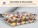 24 Count x 10 Sets Plastic Cupcake Containers, Durable and BPA-Free Cupcake Holder with Lid for Easy V1258-DP02-WO-142