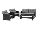 Gardeon 4-Piece Outdoor Sofa Set Coffee Table Chair Rattan Furniture Black ODF-4PCS-BST04-BK-AB