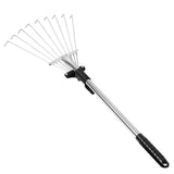 Metal Leaf Rake Tools Gardening Supplies Adjustable Rakes for Leaves Clean Heavy V1369-AZ3-W-16389