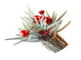 35cm Tabletop Xmas Tree Bark Wooden Barrel Decoration Artificial Bouquet Ornament for Home Hotel V1294-YM0901-3115240094711