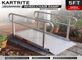 Kartrite 5ft Aluminium Wheelchair Ramp w/ Handrails 380kg Capacity 93.5cm Width WCR-01H-5FT-094-WHD