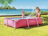 Intex Rectangular Metal Frame Pool 220 x 150cm - Pink 28266AU