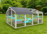 Samland Large Wooden Outdoor Cat House Catio with Platforms, Ramps, Cozy Houses and Weatherproof V1060-DCT2441