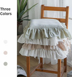 Ruffled Chair Cushions with Ties Elegant Vintage Cotton Chair Pads Soft Cotton Filled Seat Cushion V1188-ZC-DLL-599