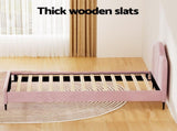 Artiss Bed Frame King Single Size Velvet Pink OLAN BFRAME-G-OLAN-KS-PK-ABC