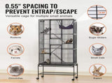 69" Metal Small Animal Cage 4-Tier Rolling Ferret Cage with Tray 3 Ramps V952-JSXDL301869I2SROXV0