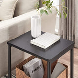 VASAGLE Side Table Set of 2 Charcoal Gray and Black with Storage Shelf V227-9101101041160