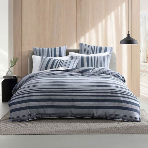 Platinum Collection Hunter Indigo 100% Cotton Seersucker Quilt Cover Set King V442-LED-QUILTCS-HUNTER-INDIGO-KI