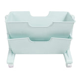 Double Layer Movable Deskside Bookshelf Removable Small Bookcase Dormitory Organize Trolley Shelf V1294-YM0706-3116230011413