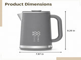 Gray electric kettle, 1.7L stainless steel kettle, 1500W rapid heating, with LED display, adjustable V1197-JY-071602