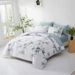 Floral Leaves Comforter Set, King Size, Quilted Bedding with Pillowcases V745-MAB010678AJ3