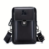 Black brown Leather Cross-Body Bag Genuine Leather Travel Bag Compact Crossbody Purse V1347-127-BRO-99671