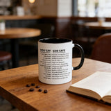 Inspirational Bible Verse Coffee Mug,11oz White Ceramic "You Say God Says" Scripture Cup,Encouraging V1369-AZ3-W-14691