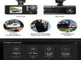 Night Vision 3 Channel Car Dash Cam Triple Record Front Cabin Rear with 32G Card Great Christmas V1221-XM-LB5585-ZS197