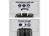 Wanderlite 20 Inch Luggage with Zipper Lock Travel Suitcase Carry On Hard Shell Luggage Case Black LUG-ABS-BOS-20-BK
