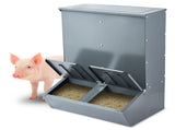 Hog Feeder 3.7 Bushel Metal Double Door Pig Feeder Feeding up to 8 Hogs V952-SCWSQLMZWSQ2L3DL0V0