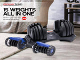Powertrain 48KG Adjustable Dumbbell Set with Flat Bench BF1-24-BU-2-211
