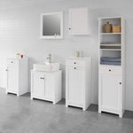 White Bathroom Cabinet with Laundry Basket and Drawer V178-85024