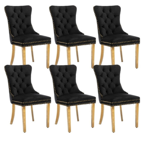 6x Velvet Dining Chairs with Golden Metal Legs-Black V226-SW1501BK-3