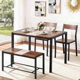 Artiss Dining Table and Chairs Set of 4 Bench Kitchen Furniture Rustic Brown DSET-D-BH25-BR