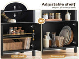 Artiss Buffet Sideboard Cabinet Pantry X2 180CM Arched Storage Bookshelf Black FUR-Z-SID180-ARCH-BK-ABX2