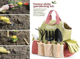 10Piece HeavyDuty Gardening Tools Set, Complete Garden Hand Tool Kit with Storage Tote Bag, V1188-MS-901-007